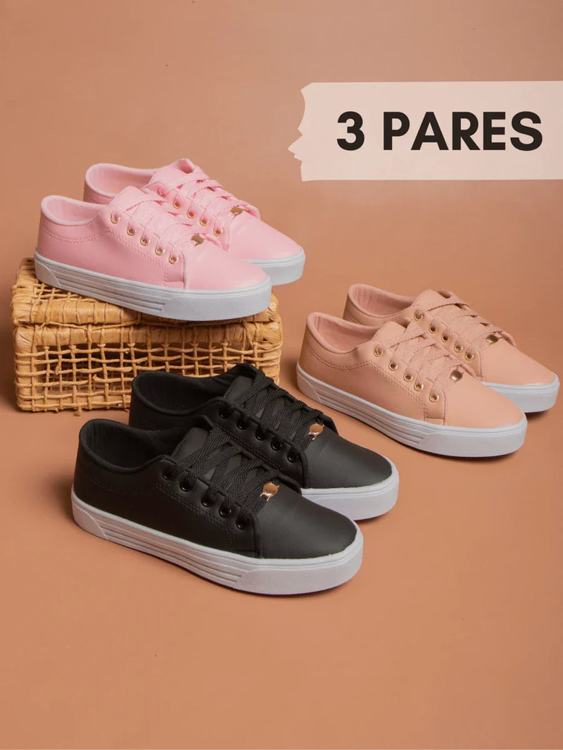 Kit 3 Pares de Tênis Feminino Donna