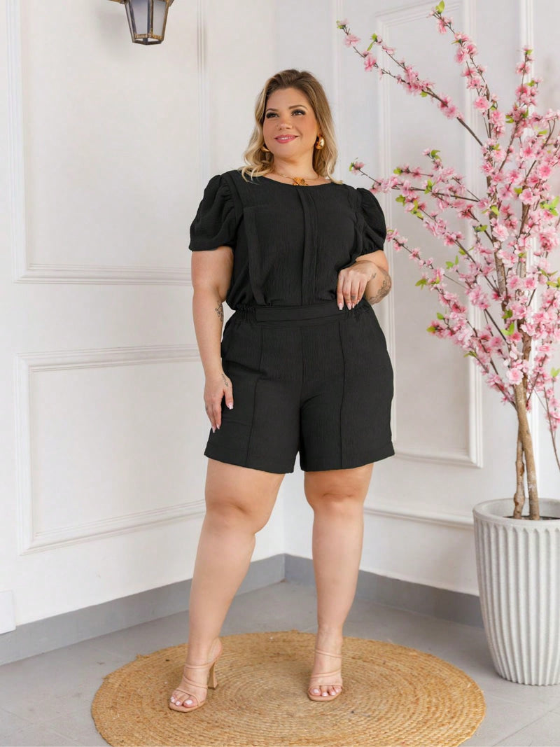 Conjunto Feminino Plus Size Blusa e Short Moderno e Confortavel