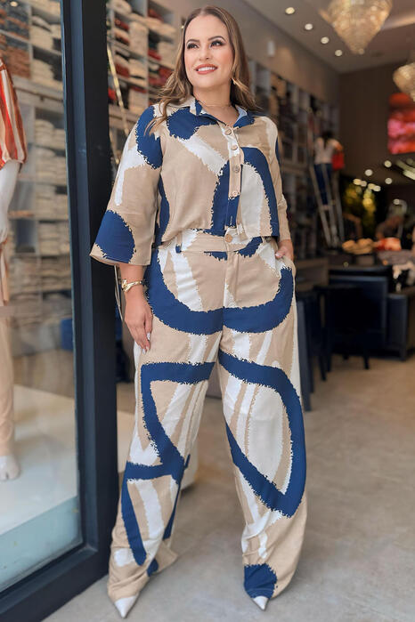 Conjunto Magda Camisa e Calça Azul